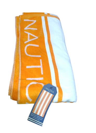 toallas de playa color naranja com blanco MARCA NAUTICA  TALLA 91cm * 173 cm 36x68"